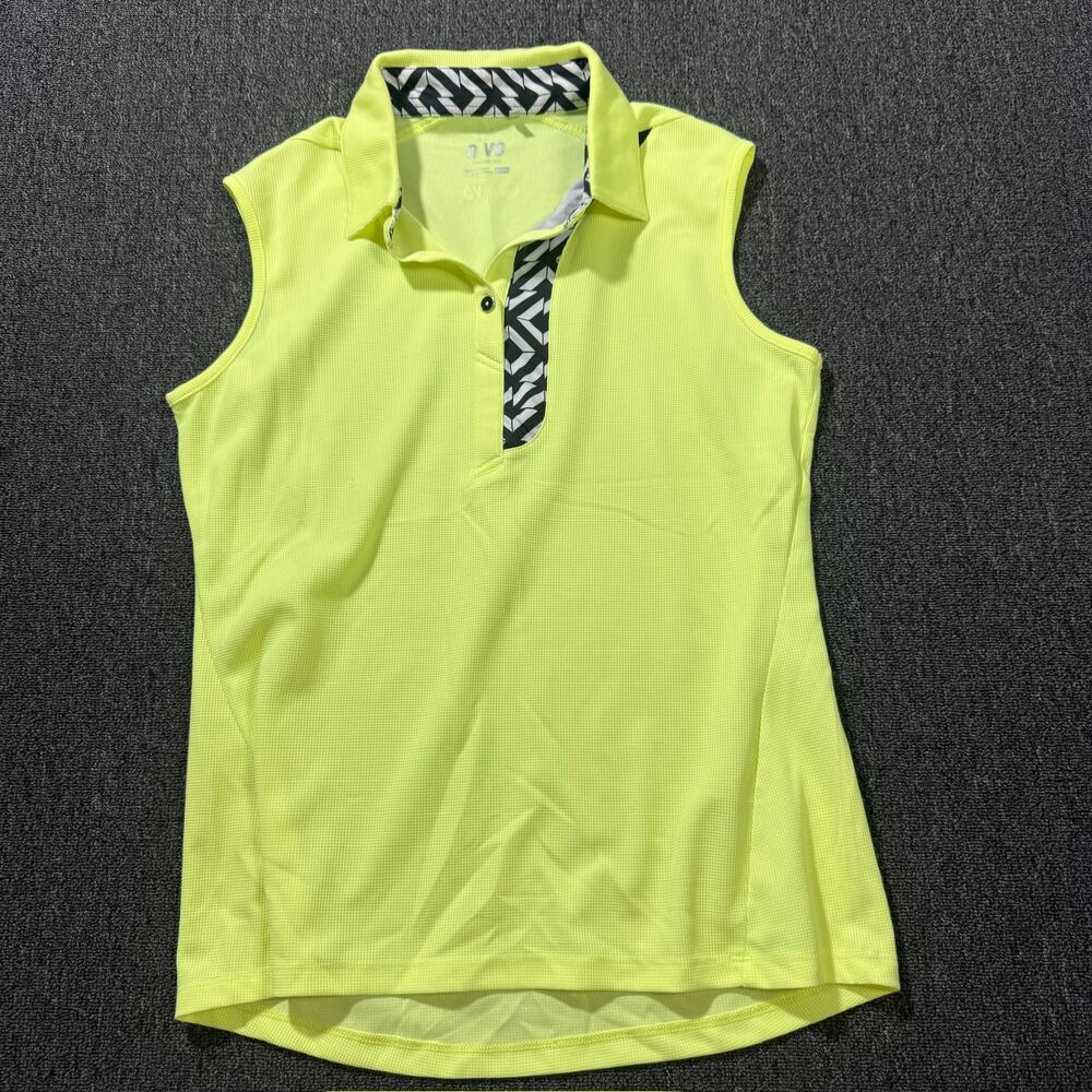 Vintage Y2k Nivo Neon Yellow Black Sleeveless Golf Tennis Polo Tank Top Medium